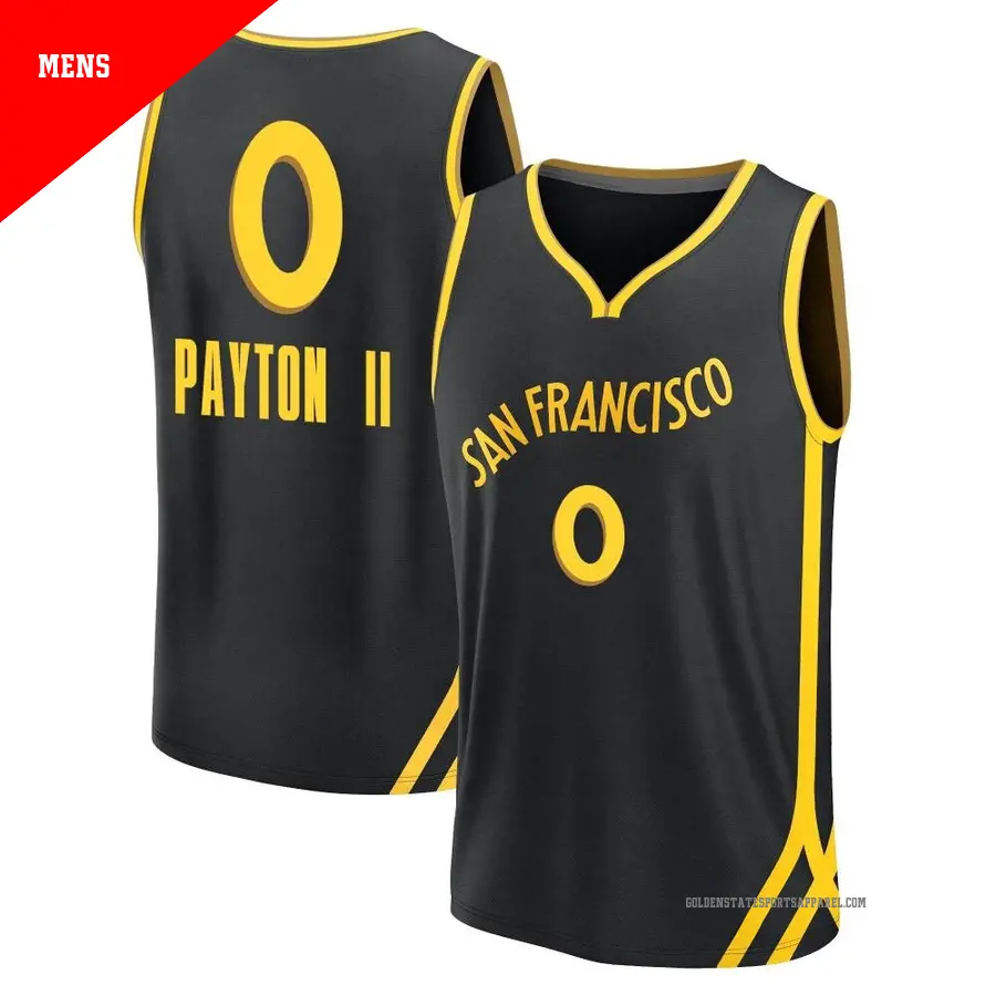 ＃0 Men's Gary Payton II Golden State Warriors 2023/24 Fast Break Black City Edition Jersey