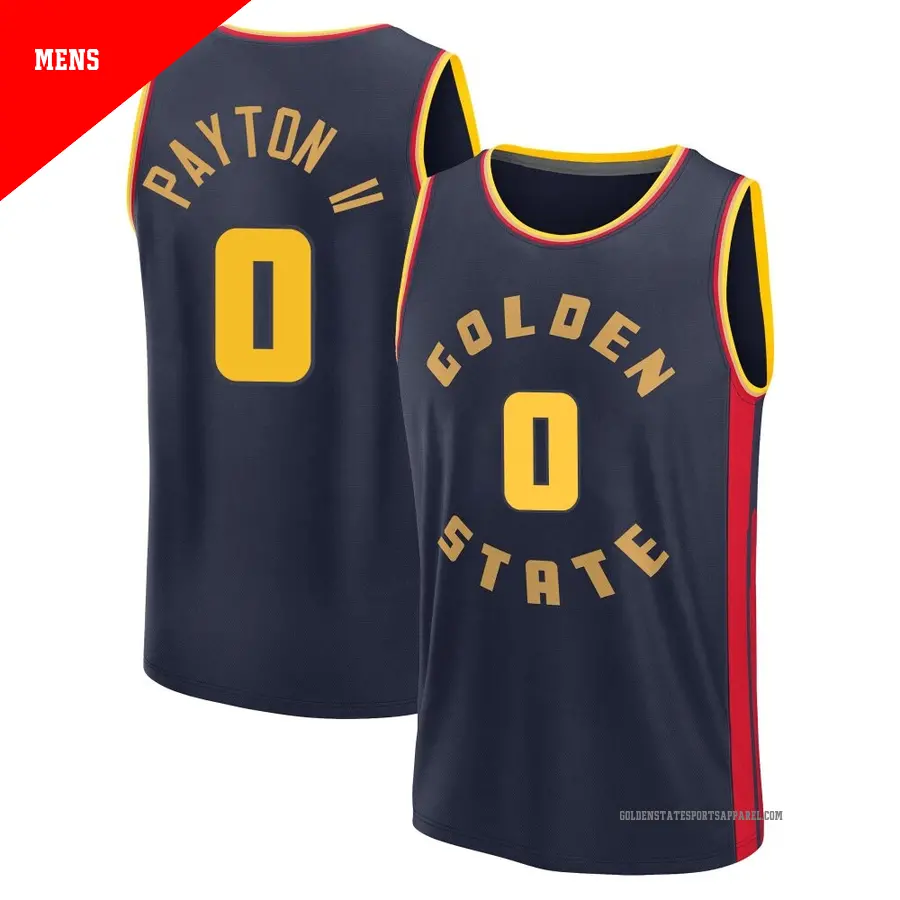 ＃0 Men's Gary Payton II Golden State Warriors 2024/25 Fast Break Fanatics Navy City Edition Jersey