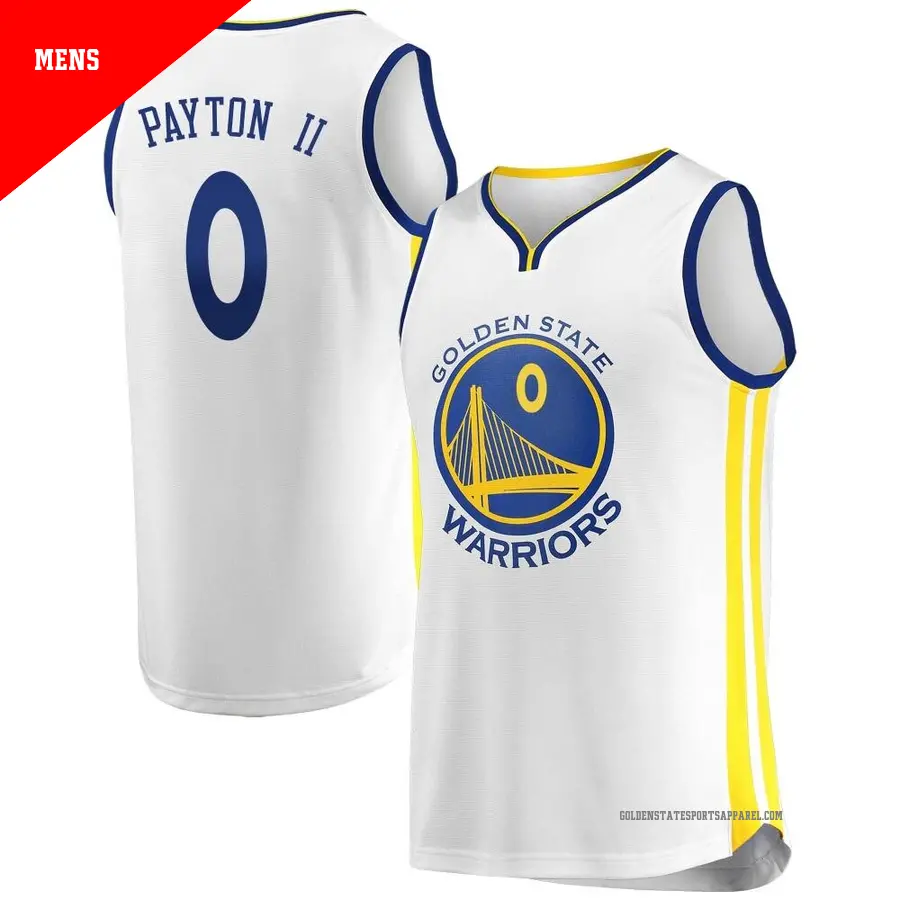 ＃0 Men's Gary Payton II Golden State Warriors White Fast Break JerseyAssociation Edition