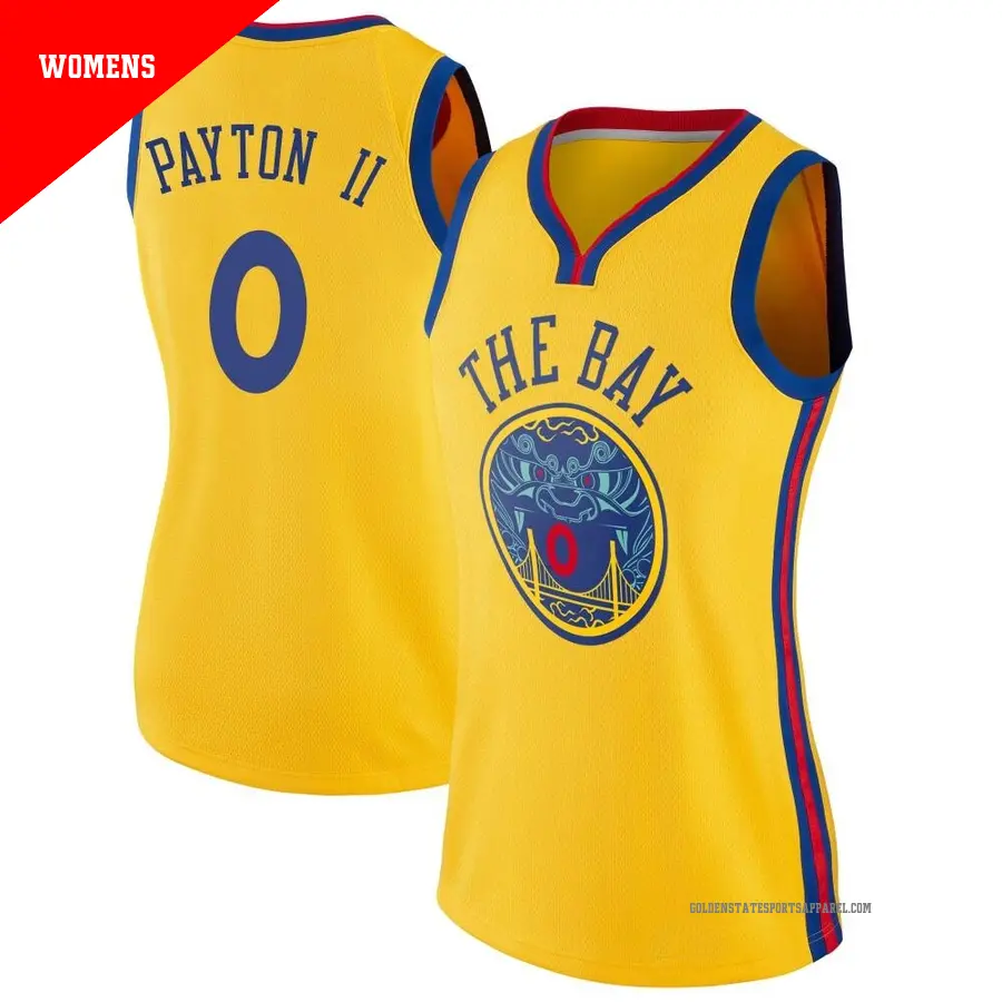 ＃0 Women's Gary Payton II Golden State Warriors Gold Swingman JerseyCity Edition