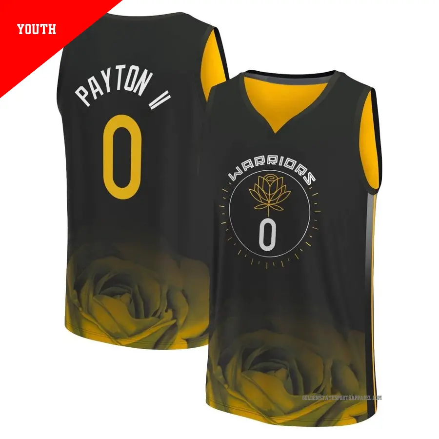 ＃0 Youth Gary Payton II Golden State Warriors 2022/23 Fast Break Black City Edition Jersey