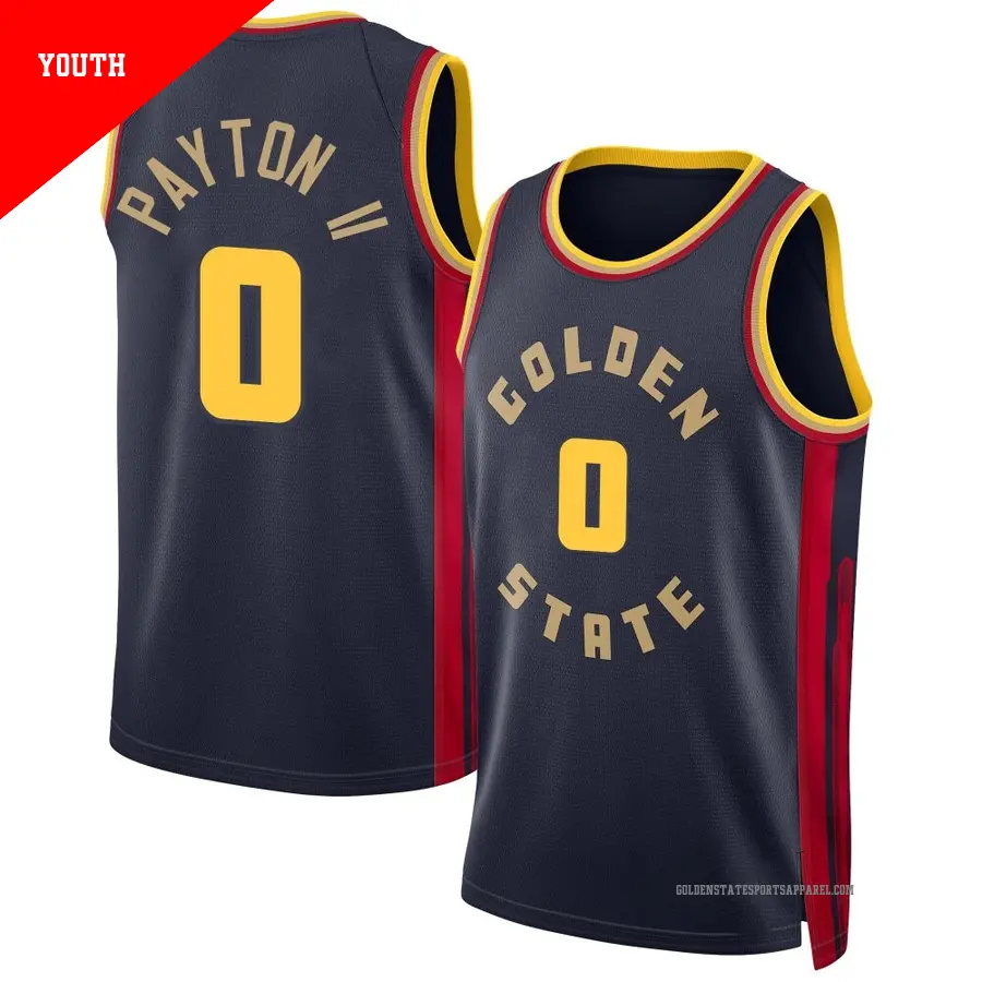 ＃0 Youth Gary Payton II Golden State Warriors 2024/25 Swingman Navy City Edition Jersey