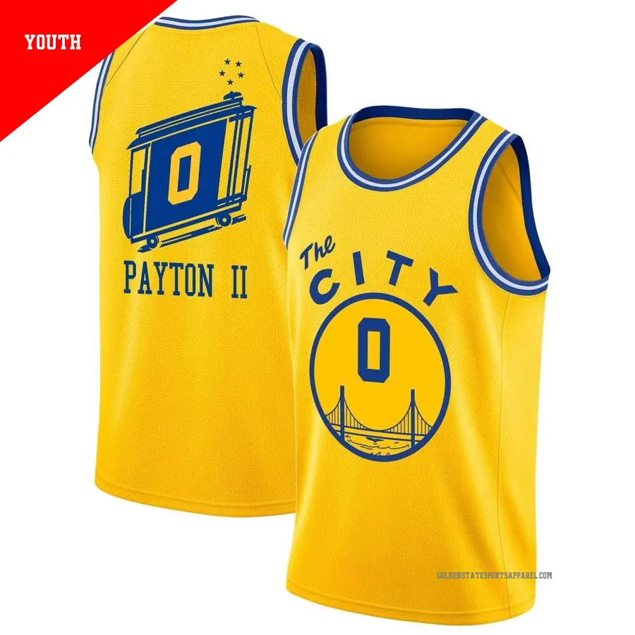 ＃0 Youth Gary Payton II Golden State Warriors Gold Swingman Hardwood Classics JerseyThe City Classic Edition