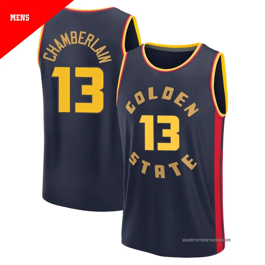 ＃13 Men's Wilt Chamberlain Golden State Warriors 2024/25 Fast Break Fanatics Navy City Edition Jersey