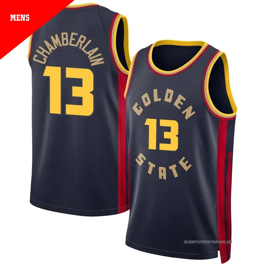 ＃13 Men's Wilt Chamberlain Golden State Warriors 2024/25 Swingman Navy City Edition Jersey