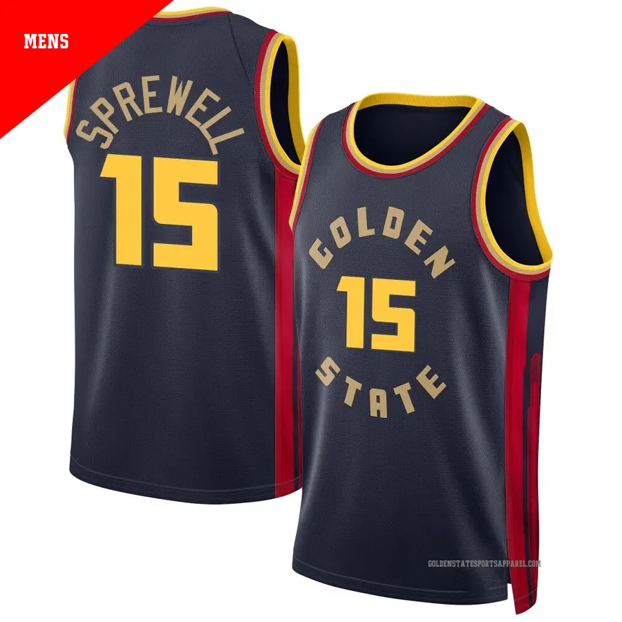 ＃15 Men's Latrell Sprewell Golden State Warriors 2024/25 Swingman Navy City Edition Jersey