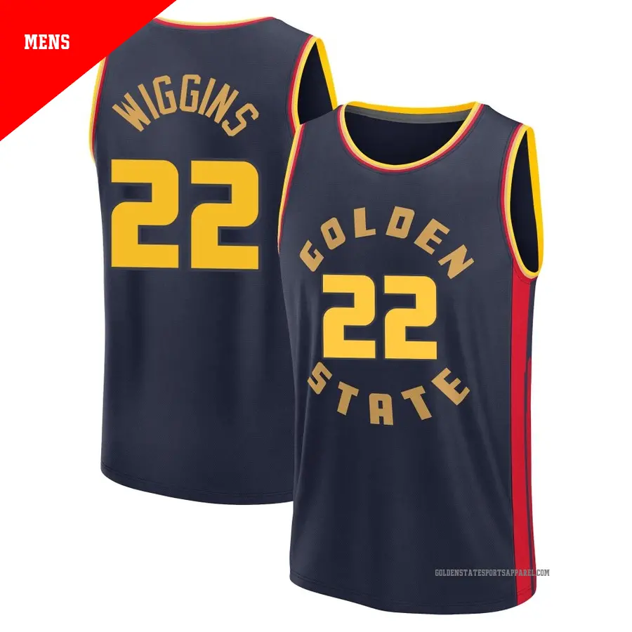 ＃22 Men's Andrew Wiggins Golden State Warriors 2024/25 Fast Break Fanatics Navy City Edition Jersey