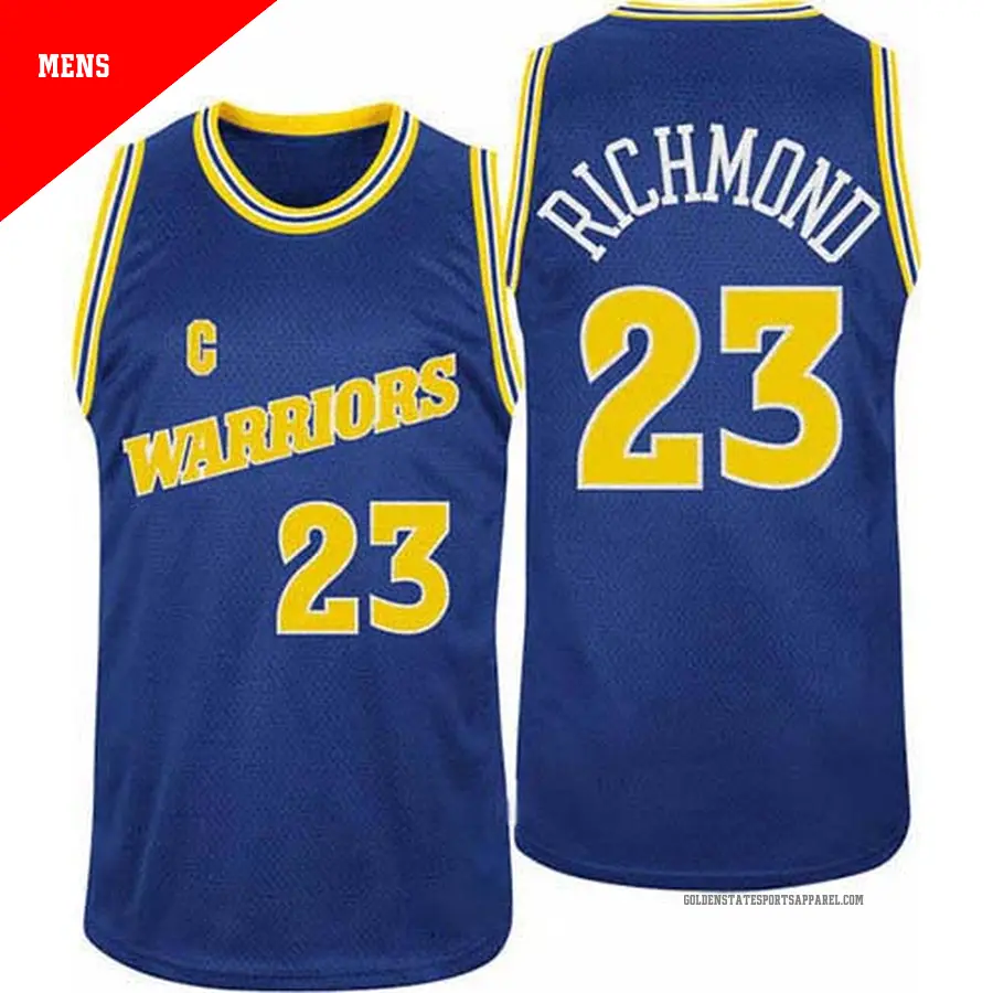 ＃23 Men's Mitch Richmond Golden State Warriors Blue Authentic Throwback 2015 The Finals Patch Jersey