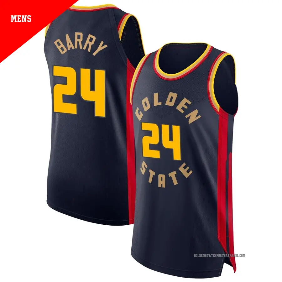 ＃24 Men's Rick Barry Golden State Warriors 2024/25 Authentic Navy City Edition Jersey