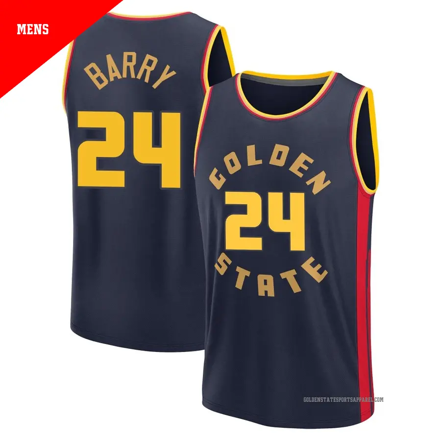 ＃24 Men's Rick Barry Golden State Warriors 2024/25 Fast Break Fanatics Navy City Edition Jersey