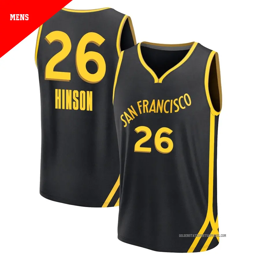 ＃26 Men's Blake Hinson Golden State Warriors 2023/24 Fast Break Black City Edition Jersey