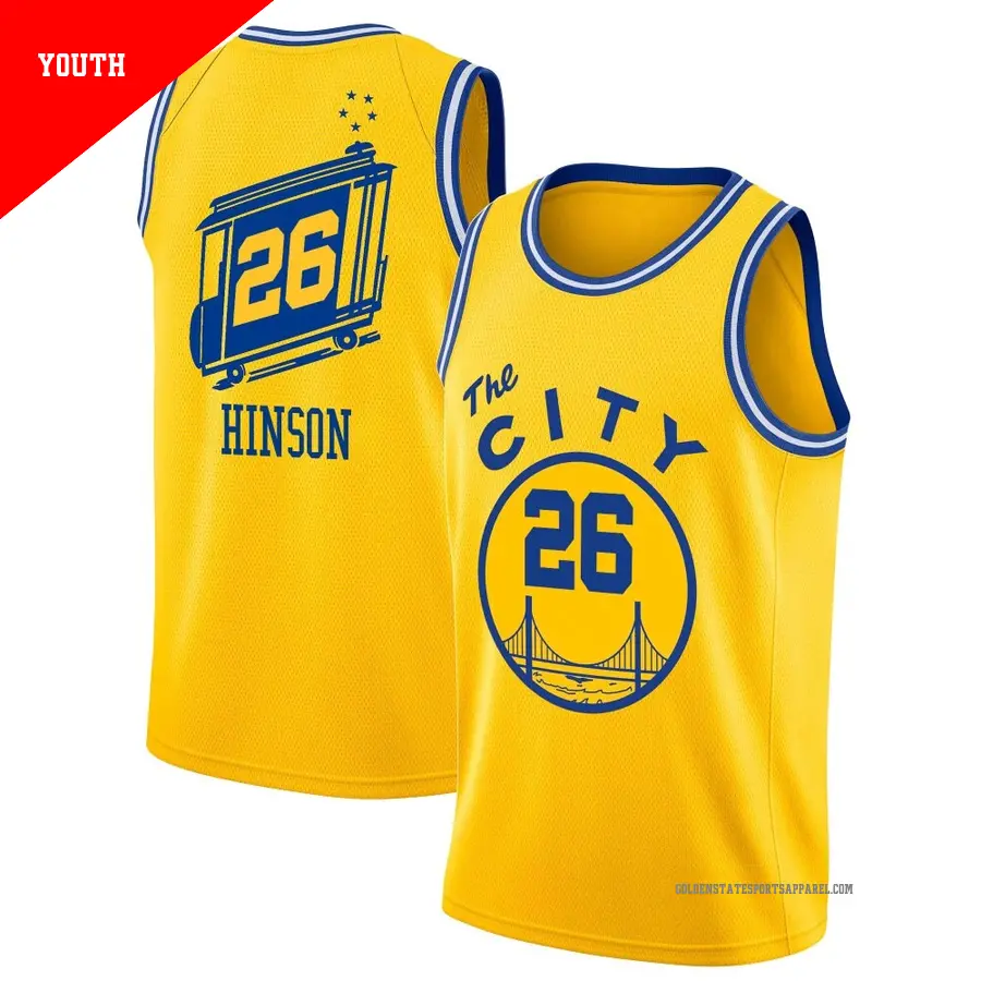 ＃26 Youth Blake Hinson Golden State Warriors Gold Swingman Hardwood Classics JerseyThe City Classic Edition