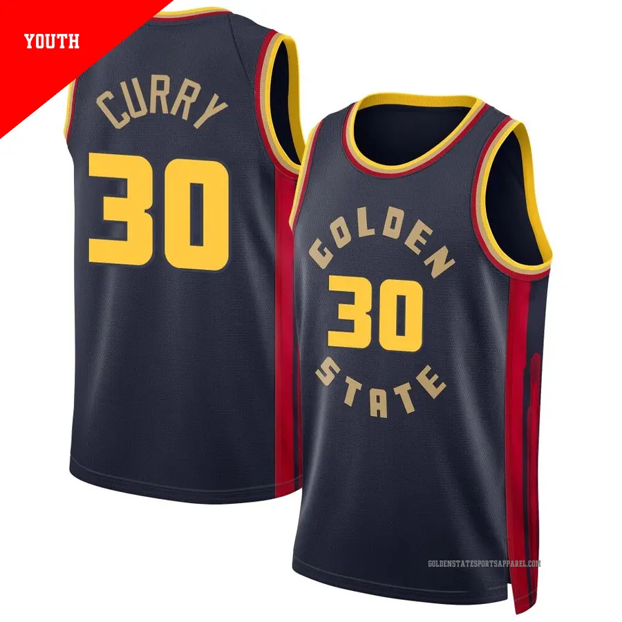 ＃30 Youth Stephen Curry Golden State Warriors 2024/25 Swingman Navy City Edition Jersey