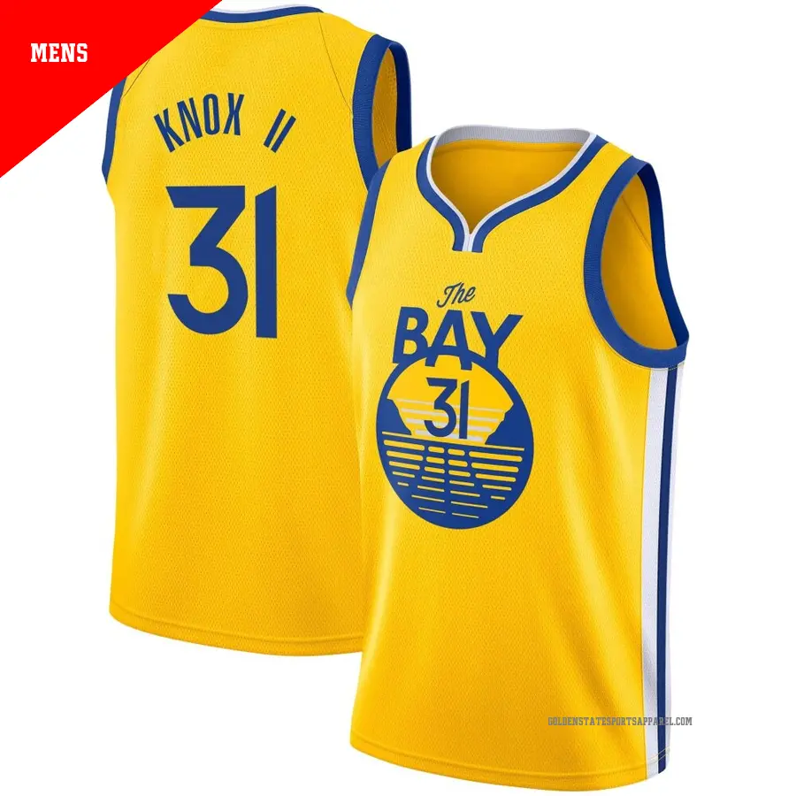 ＃31 Men's Kevin Knox II Golden State Warriors 2019/20 Swingman Yellow JerseyStatement Edition