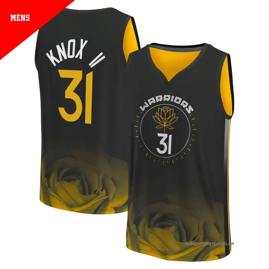 ＃31 Men's Kevin Knox II Golden State Warriors 2022/23 Fast Break Black City Edition Jersey