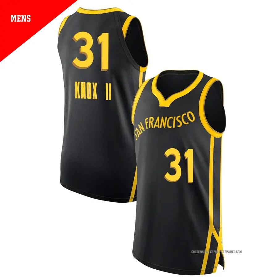 ＃31 Men's Kevin Knox II Golden State Warriors 2023/24 Authentic Black City Edition Jersey