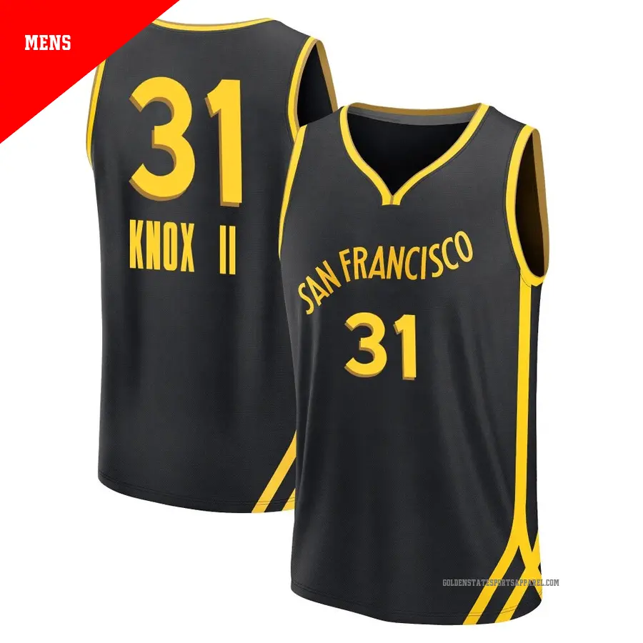 ＃31 Men's Kevin Knox II Golden State Warriors 2023/24 Fast Break Black City Edition Jersey