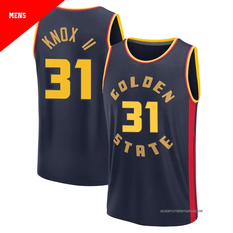 ＃31 Men's Kevin Knox II Golden State Warriors 2024/25 Fast Break Fanatics Navy City Edition Jersey