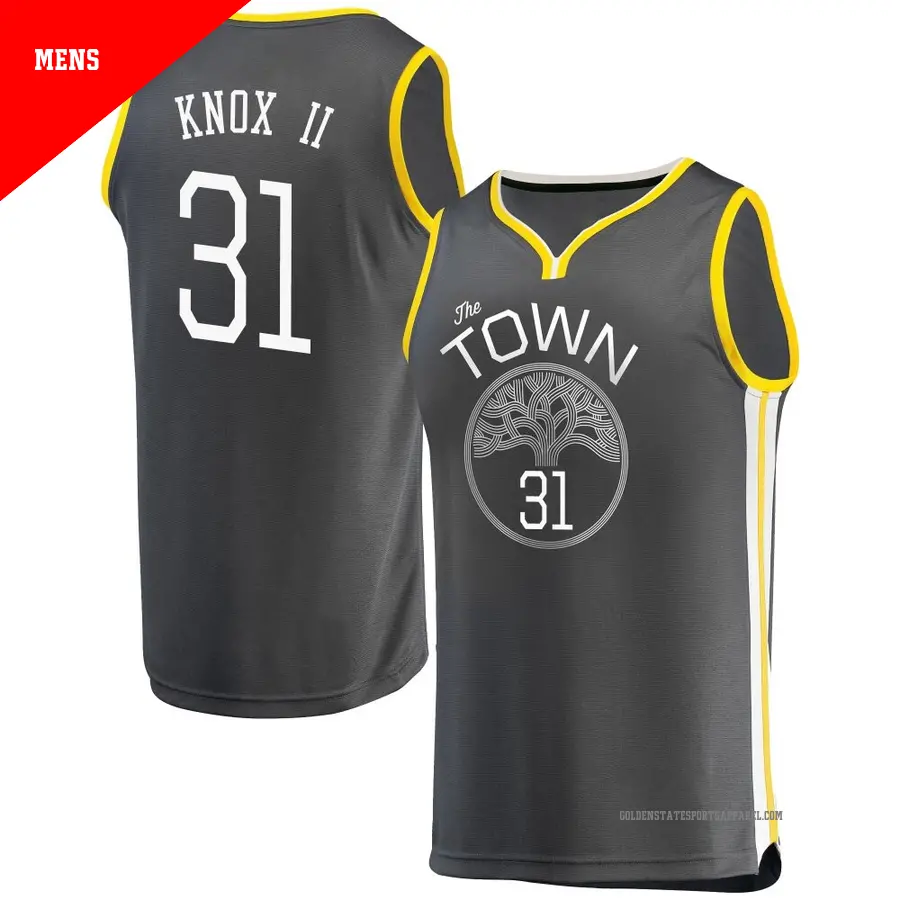 ＃31 Men's Kevin Knox II Golden State Warriors Charcoal Fast Break JerseyStatement Edition