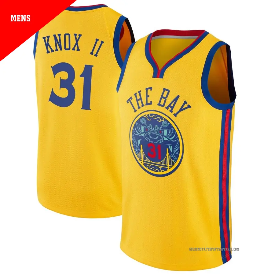 ＃31 Men's Kevin Knox II Golden State Warriors Gold Swingman JerseyCity Edition