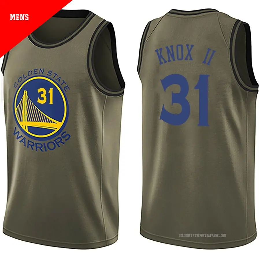 ＃31 Men's Kevin Knox II Golden State Warriors Green Swingman Salute to Service Jersey