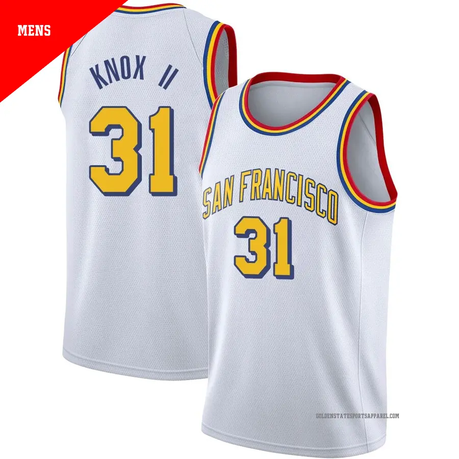 ＃31 Men's Kevin Knox II Golden State Warriors White Swingman Hardwood Classics JerseySan Francisco Classic Edition