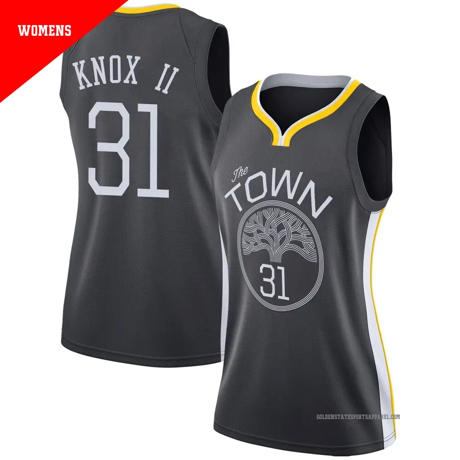 ＃31 Women's Kevin Knox II Golden State Warriors Black Swingman JerseyStatement Edition1