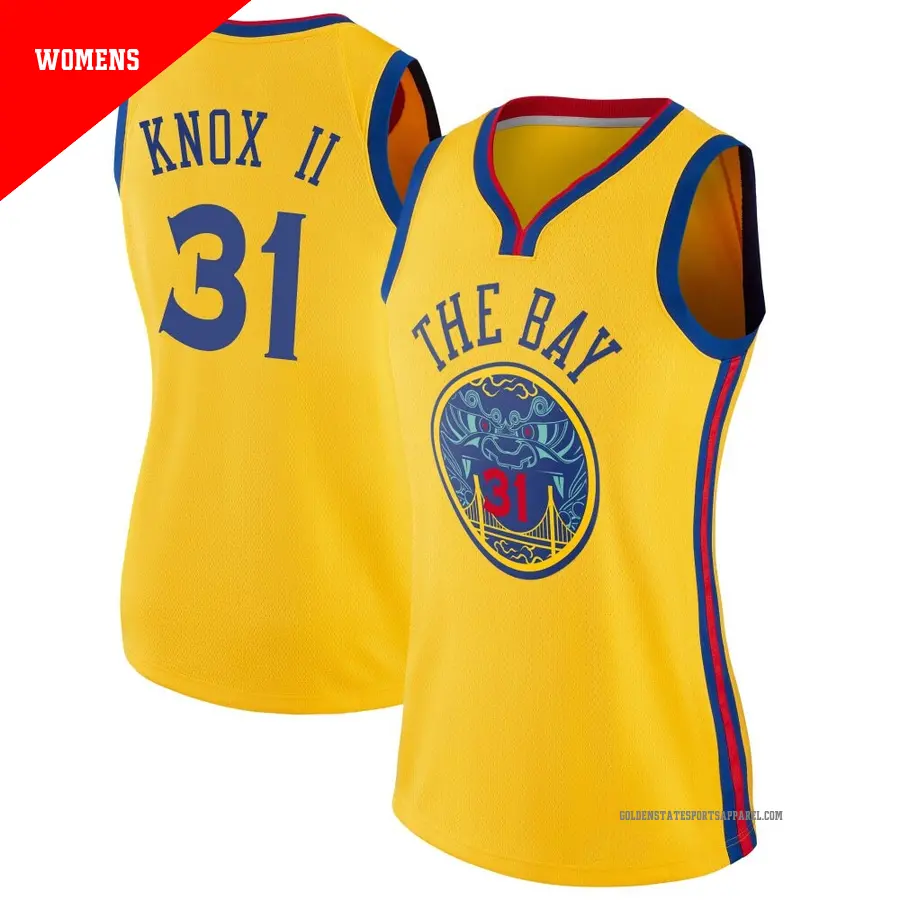 ＃31 Women's Kevin Knox II Golden State Warriors Gold Swingman JerseyCity Edition