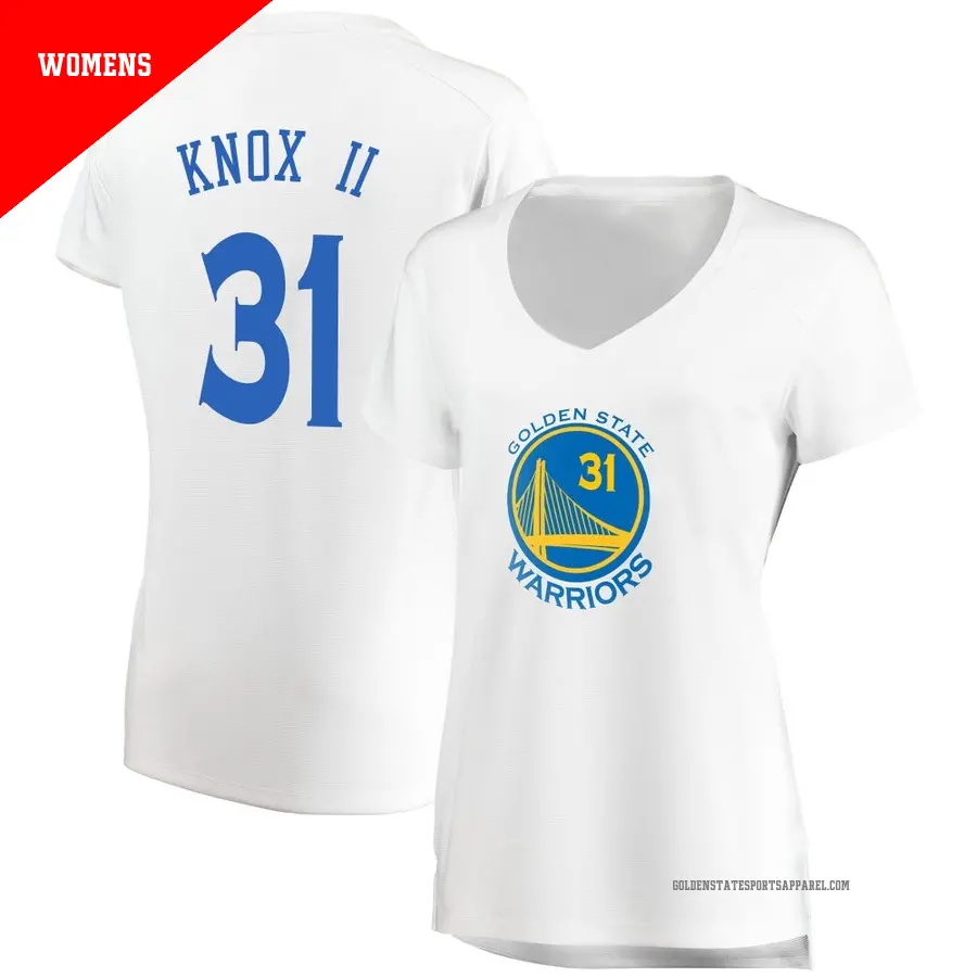 ＃31 Women's Kevin Knox II Golden State Warriors White Fast Break JerseyAssociation Edition