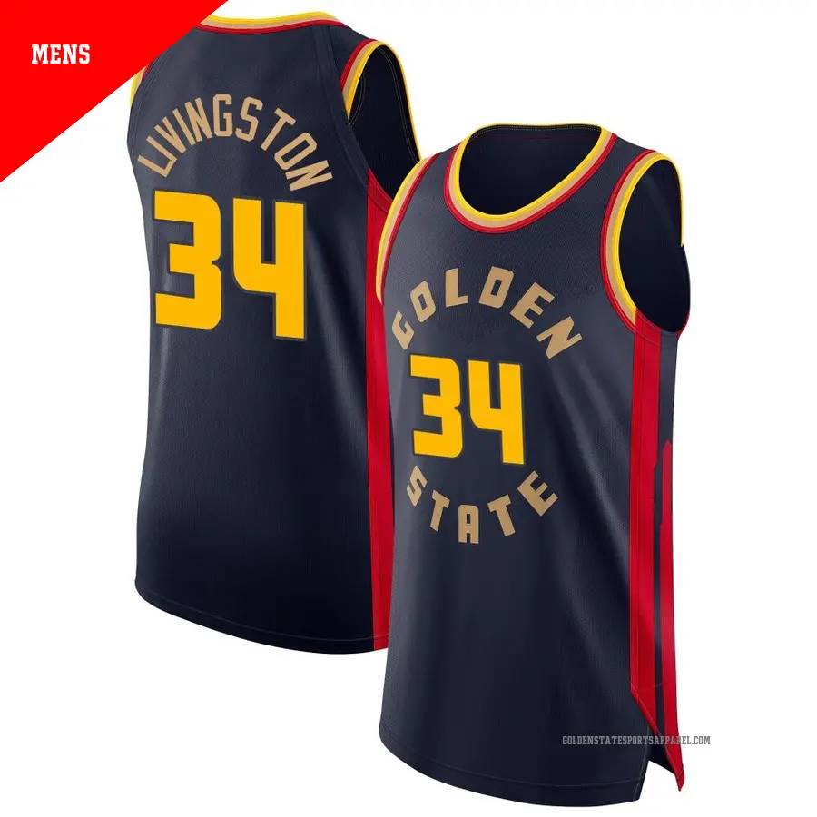 ＃34 Men's Shaun Livingston Golden State Warriors 2024/25 Authentic Navy City Edition Jersey