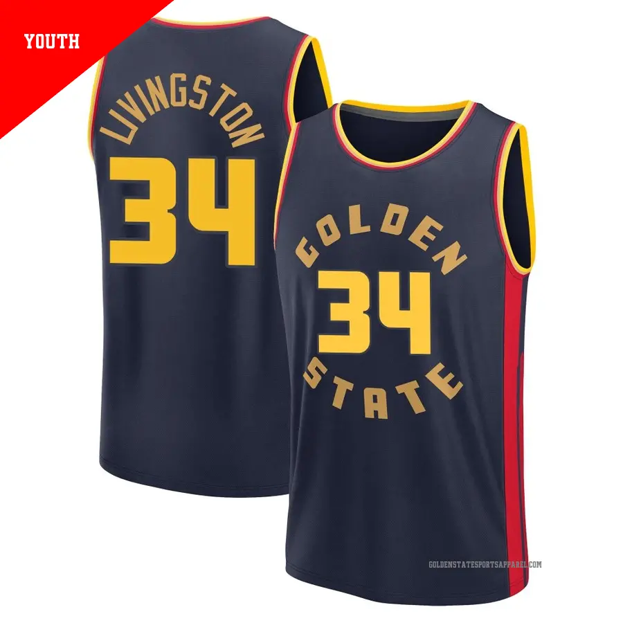 ＃34 Youth Shaun Livingston Golden State Warriors 2024/25 Fast Break Fanatics Navy City Edition Jersey