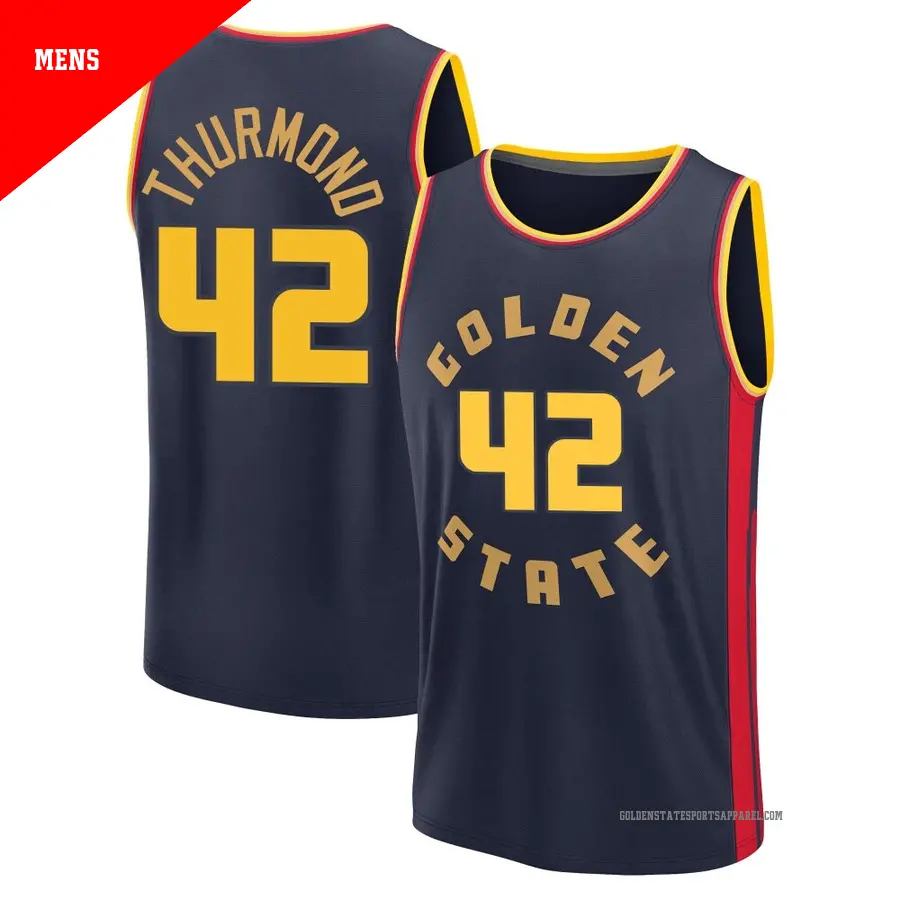 ＃42 Men's Nate Thurmond Golden State Warriors 2024/25 Fast Break Fanatics Navy City Edition Jersey